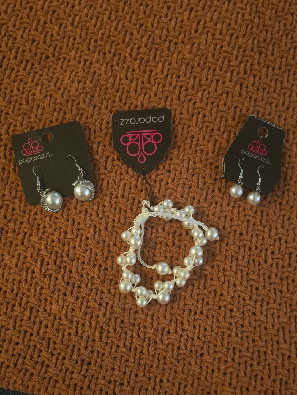 paparazzi White Faux Pearl Earrings - Dangle and Stud Pair